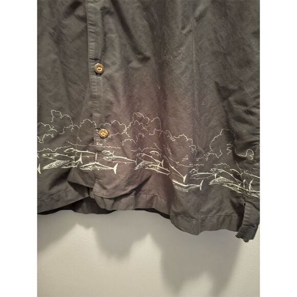 Guy Harvey Men's XL Navy Graphic Print Short Sleeve Button-Up Shirt - Picture 3 of 9